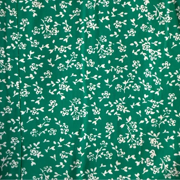 NWOT J. Crew Green and White Smocked Floral Midi Dress - Picture 6 of 8